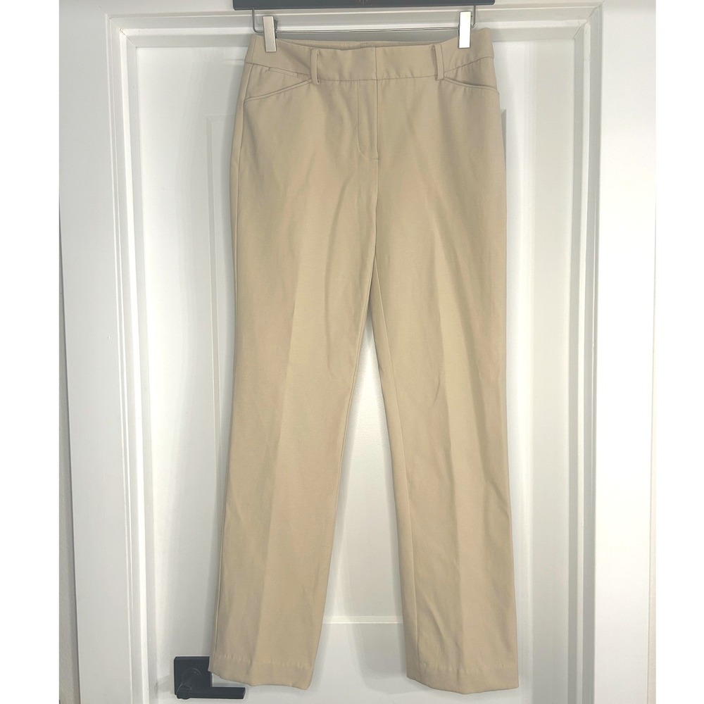 Chicos Brigitte Slim Pull On Pants Size 0 Tall Womens 4 Straight Leg Pants Khaki